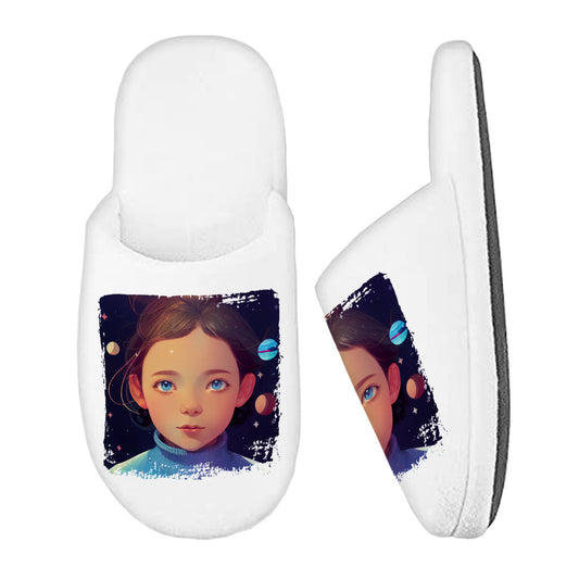 Anime Girl Memory Foam Slippers – Space Girl Slippers – Artwork Slippers