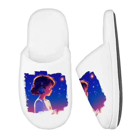 Cute Girl Art Memory Foam Slippers – Space Slippers – Printed Slippers
