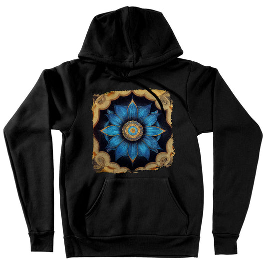 Blue Mandala Hooded Sweatshirt – Lotus Hoodie – Artwork Hoodie