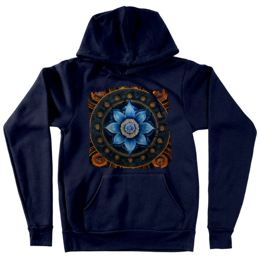 Mandala Flower Hooded Sweatshirt – Lotus Hoodie – Blue Flower Hoodie