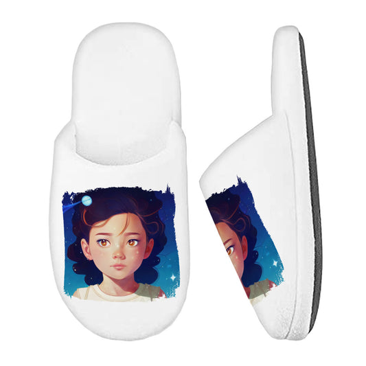Space Themed Memory Foam Slippers – Cute Girl Slippers – Colorful Slippers