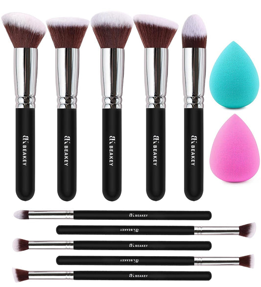 Soft Make up Brushes, Gentle on Skin, Effective Application - 12Pcs Premium Makeup Brush Set, Makeup Brushes, Contour Brushes, with 2Pcs Blender Sponges (Packaging May Vary)